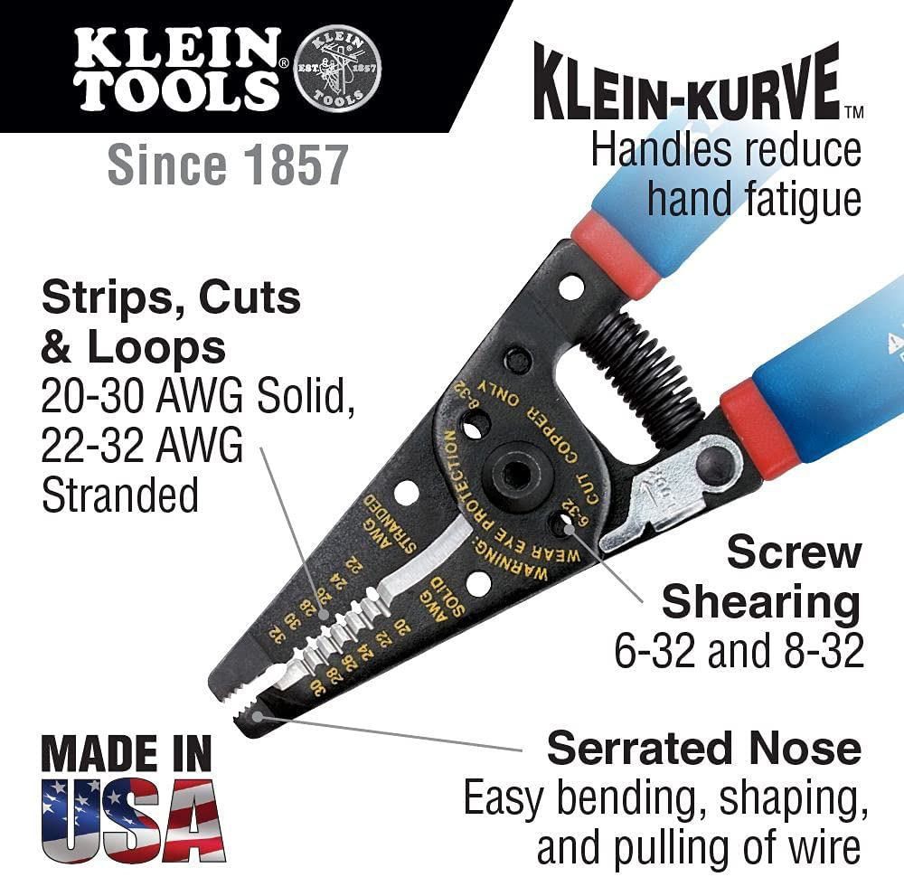 Klein Tools 11057 Wire Stripper and Cutter for 20-30 AWG Solid Wire and 22-32 AWG Stranded Wire