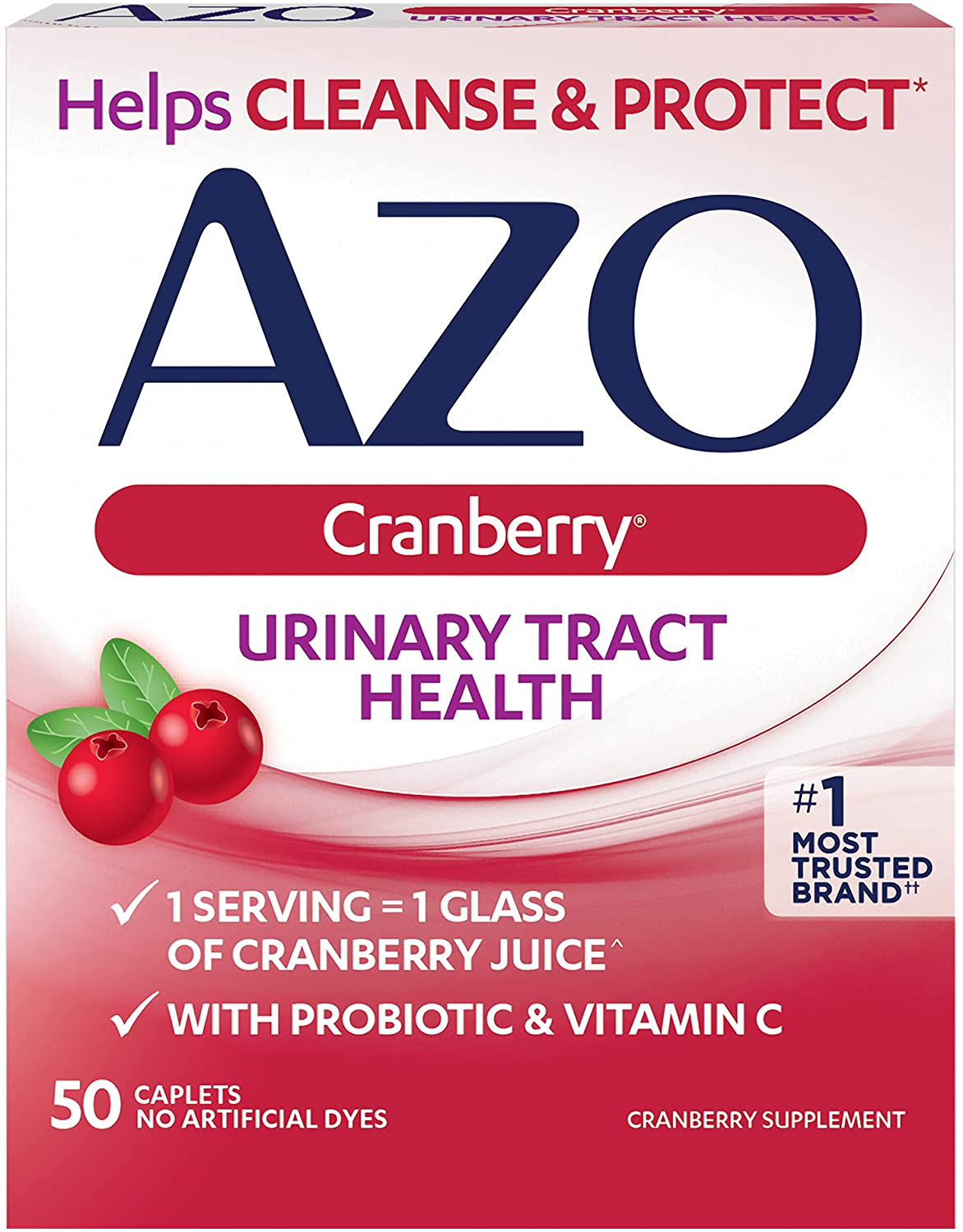 AZO Cranberry Urinary Tract Health Dietary Supplement, 1 Serving = 1 Glass of Cranberry Juice, Sugar Free