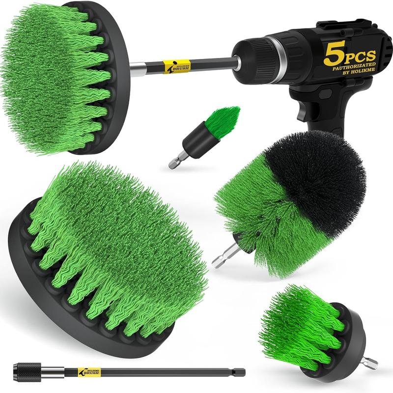 5 Pack Drill Brush Power Scrubber Cleaning Brush Attachment Set