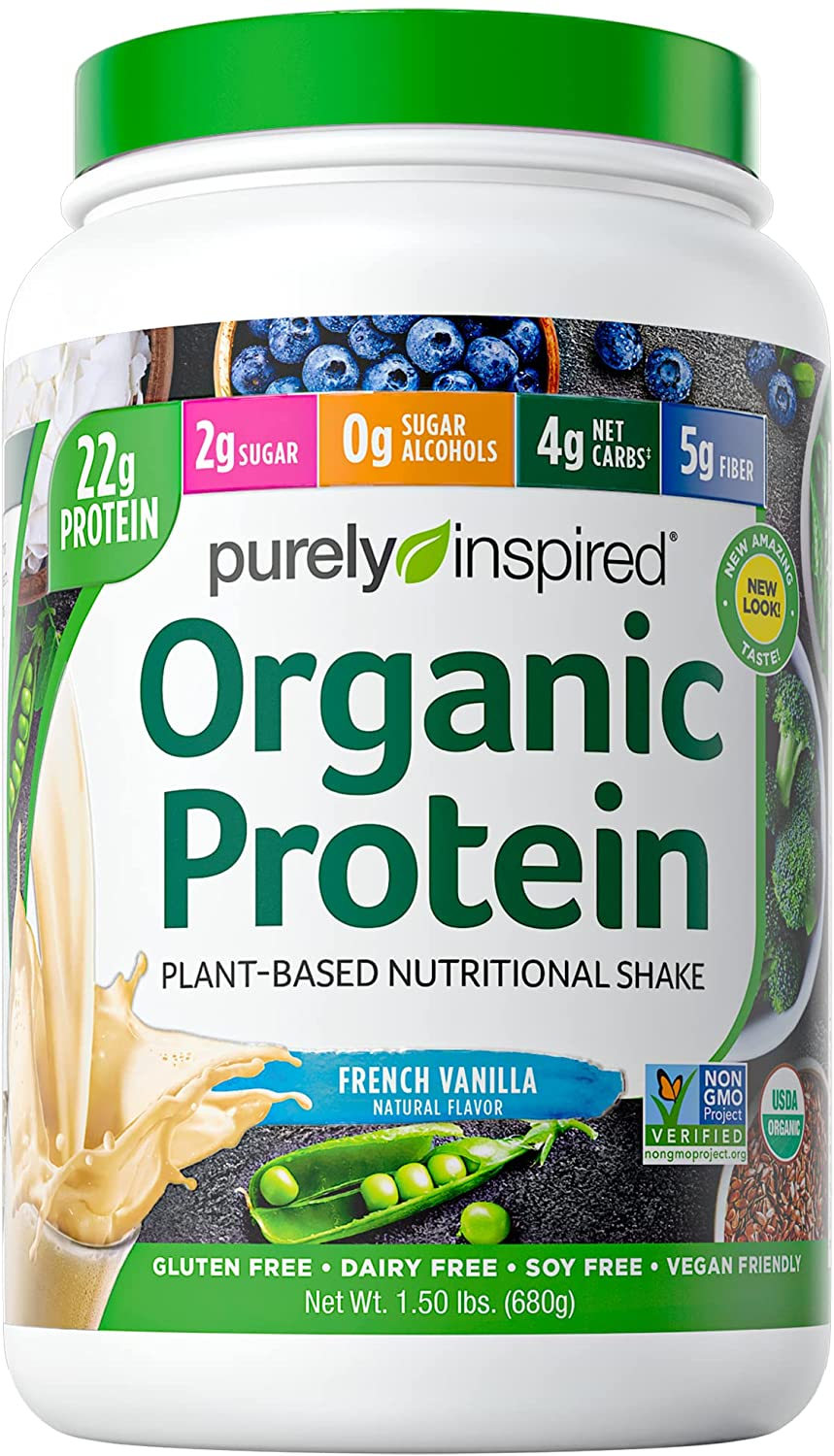 Plant Based Protein Powder | Purely Inspired Organic Protein Powder | Vegan Protein Powder for Women & Men | 22G of Plant Protein | Pea Protein Powder | Vanilla Protein Powder, 1.5 Lb (17 Servings)