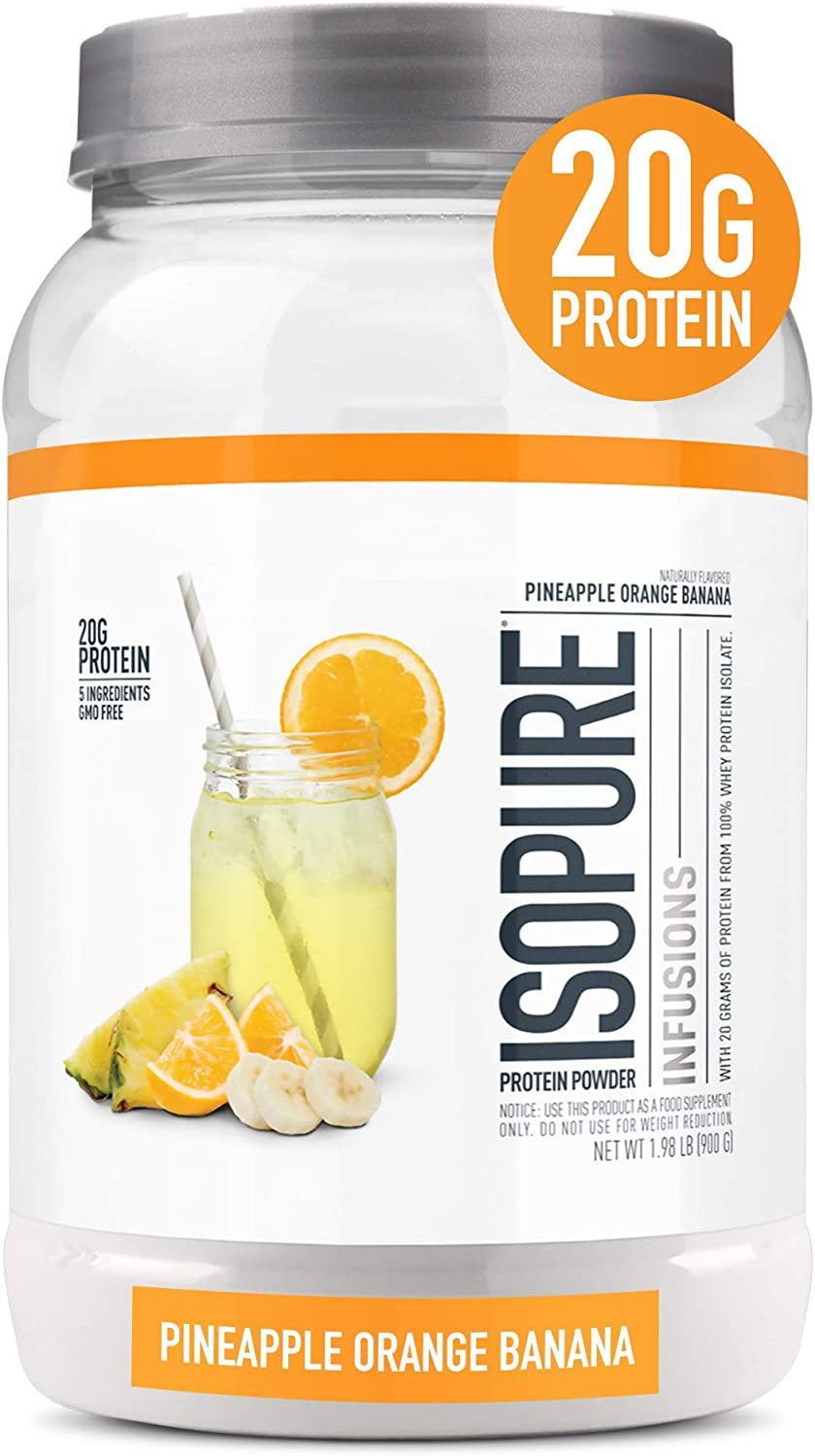 Isopure Protein Powder, Gluten Free, Whey Protein Isolate, Post Workout Recovery Drink Mix, Prime Drink, Infusions- Tropical Punch, 16 Servings