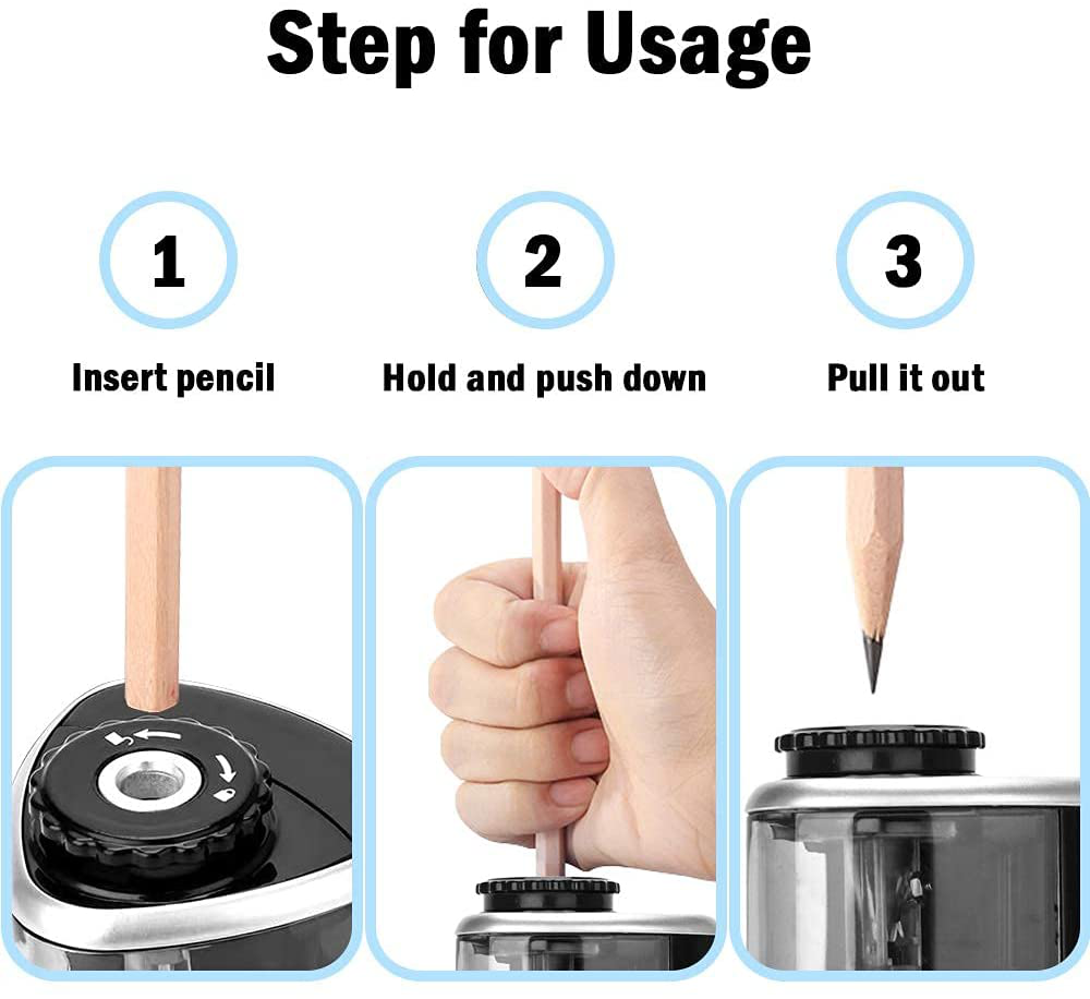 Pencil Sharpener Electric Pencil Sharpeners, Portable Pencil Sharpener Kids, Blade to Fast Sharpen