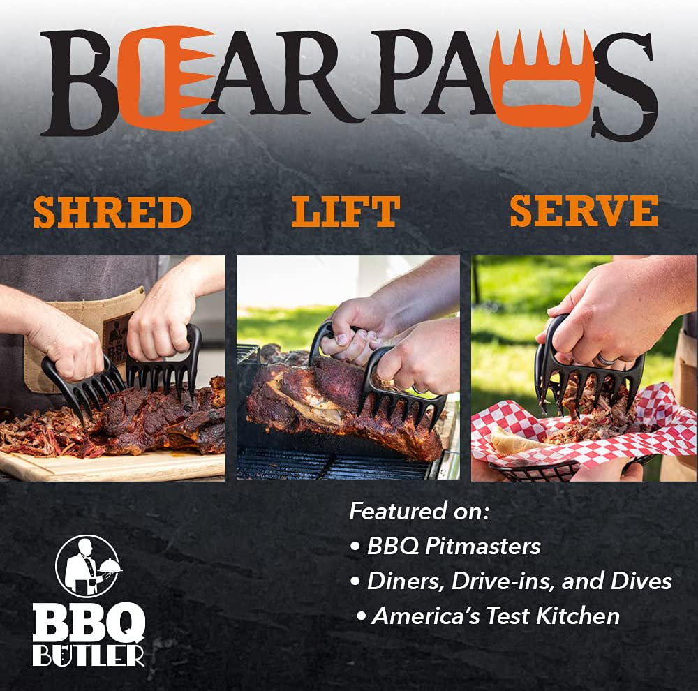 The Original Bear Paws Shredder Claws - Easily Lift, Handle, Shred, and Cut Meats - Essential for BBQ Pros - Ultra-Sharp Blades and Heat Resistant Nylon