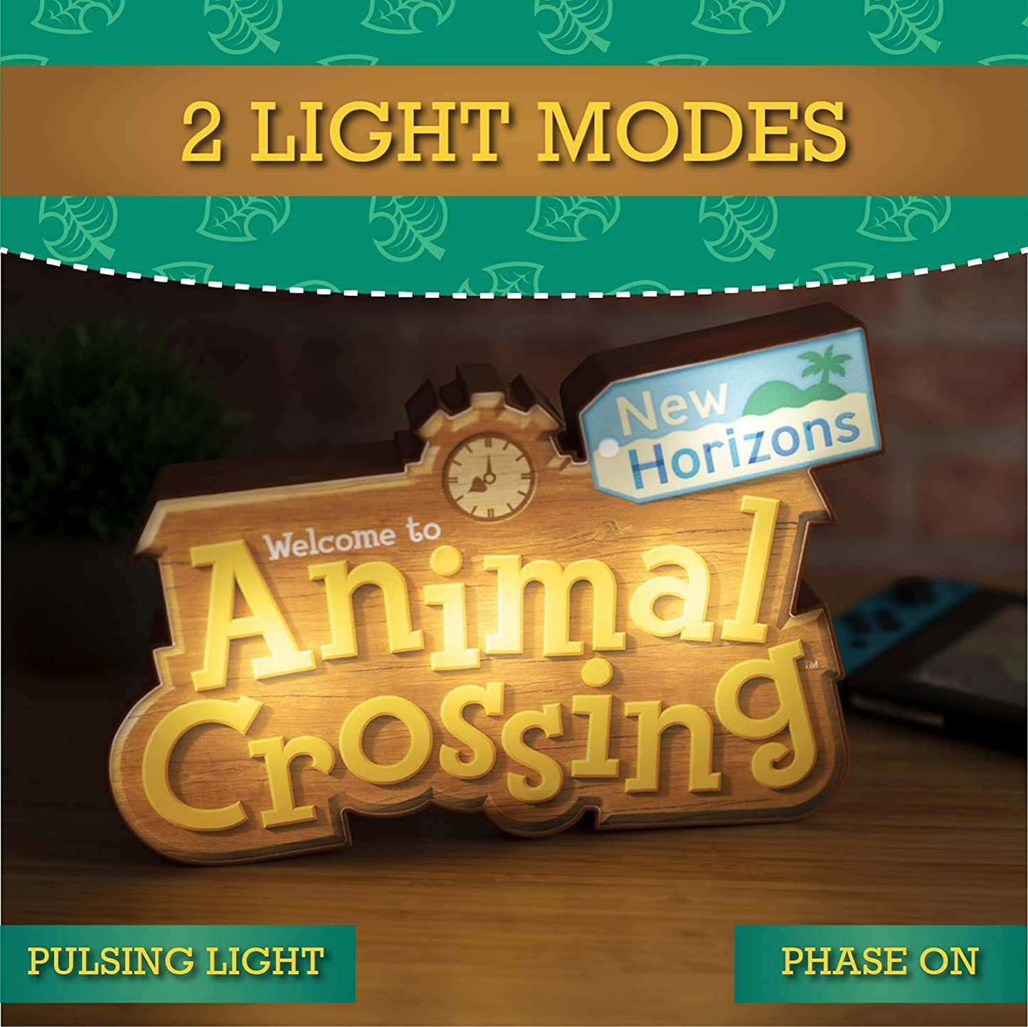 Paladone Animal Crossing Logo Light with Two Light Modes, Officially Licensed Merchandise