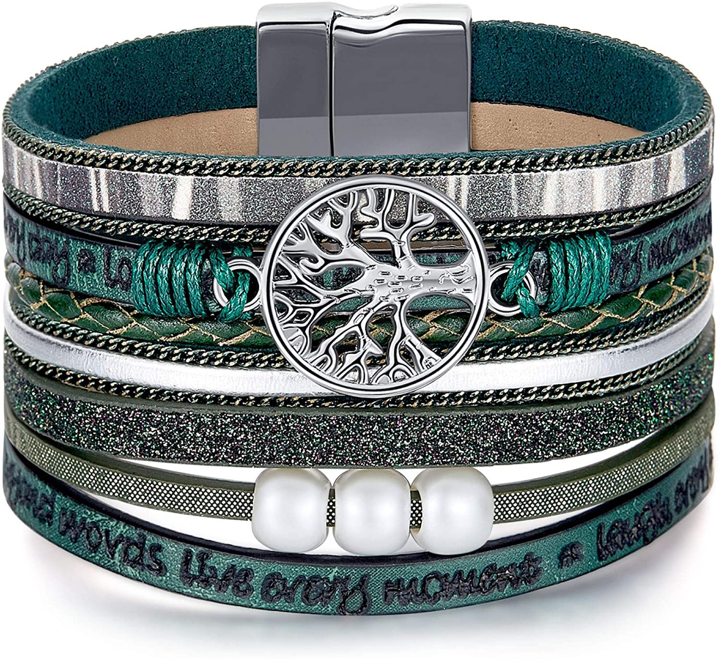 Inspirational Tree of Life Leather Bracelets for Women,Birthday Easter Jewelry Gifts for Teens Girls