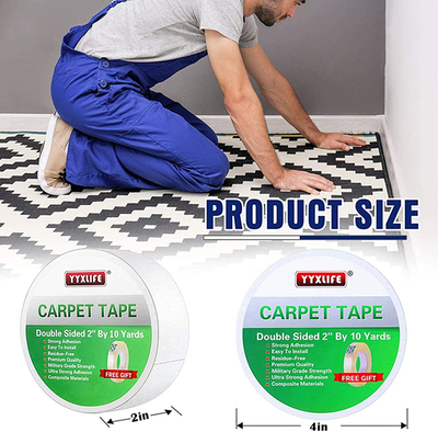 YYXLIFE Double Sided Carpet Tape for Area Rugs Carpet Adhesive Rug Gripper Removable Multi-Purpose Rug Tape Cloth for Hardwood Floors,Outdoor Rugs,Carpets Heavy Duty Sticky Tape,2Inch x 10 Yards,White