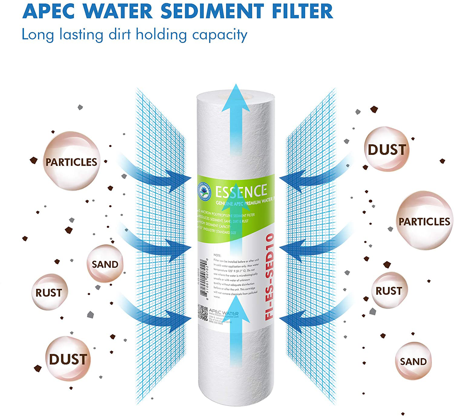 APEC Water Systems FILTER-SET-ESPH High Capacity Replacement Filter Set For Essence Series Alkaline Reverse Osmosis Water Filter System Stage 1-3&6