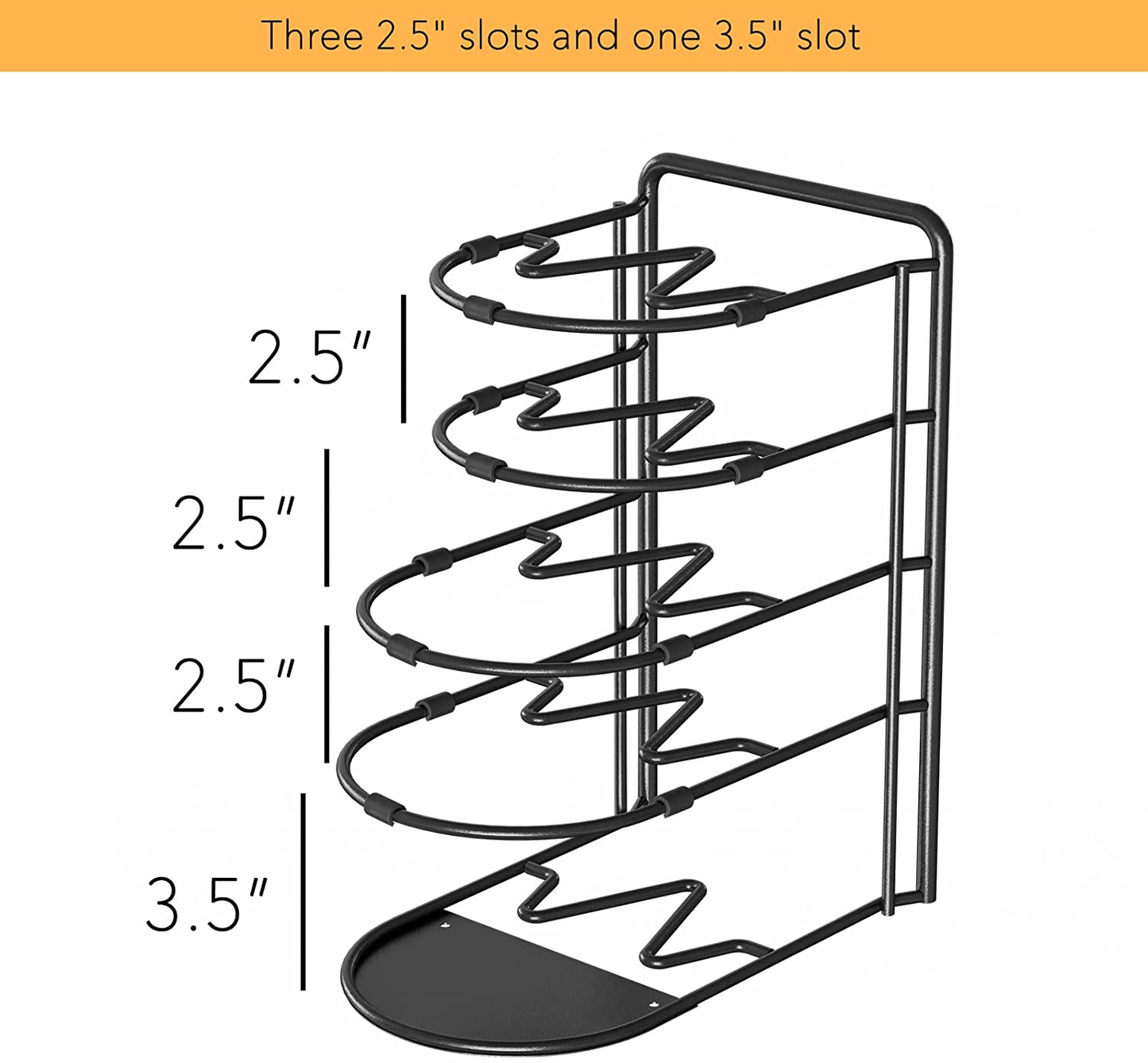 Heavy Duty Pan Organizer Rack for Cabinet, Pot Lid Holder, Kitchen Organization & Storage for Cast Iron Skillet, Bakeware, Cutting Board - No Assembly Required