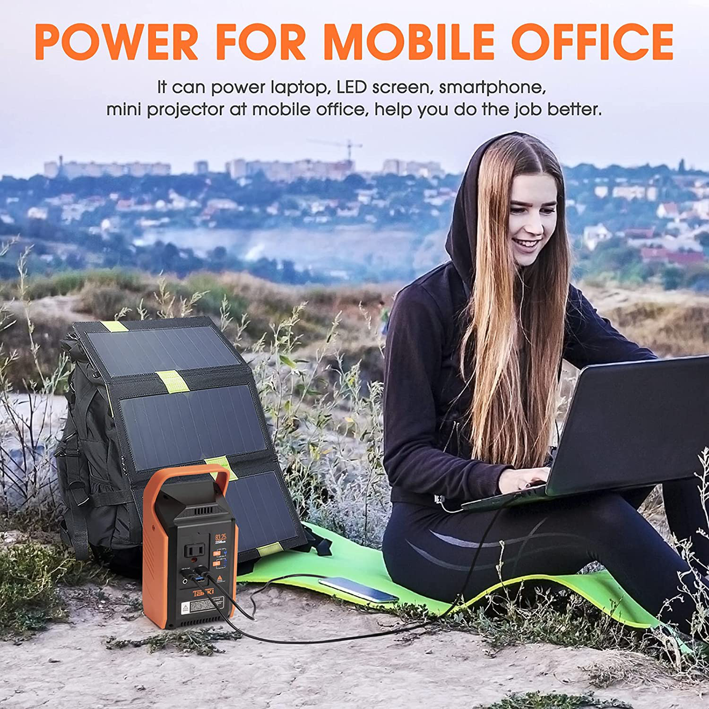 83Wh Portable Power Station, Solar Generator Power Bank with AC Battery Backup and Camping Lights for School, Camping, Home Use, Laptops, Fan Road Trip, Emergency Supplies(Solar Panel Not Included)