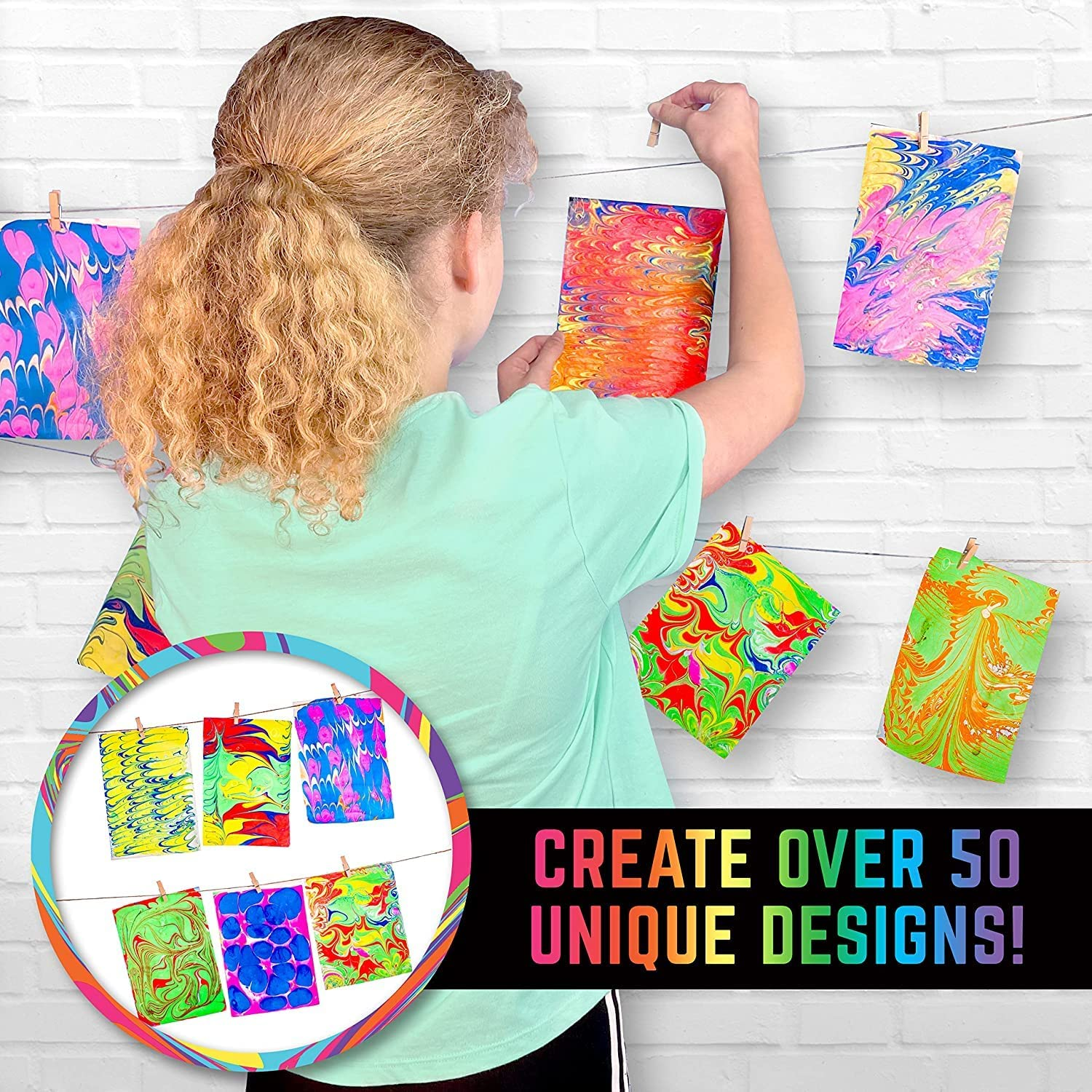 Original Stationery Rainbow Marbling Kit, Everything You Need in One Marble Painting Kit Kids to Make Marble Art and Craft Kids Will Love, Great Arts and Crafts for Girls and Rainbow Gifts for Girls