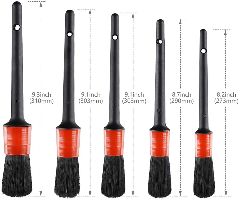 SPTA 9Pcs Wheel & Tire Brush Car Detailing kit, Easy Reach Wheel and Rim Brush, 5pcs Detailing Brushes, Short Handle Cleaning Brush, 1pc Microfiber Cleaning Cloth, Great to Clean Dirty Tires