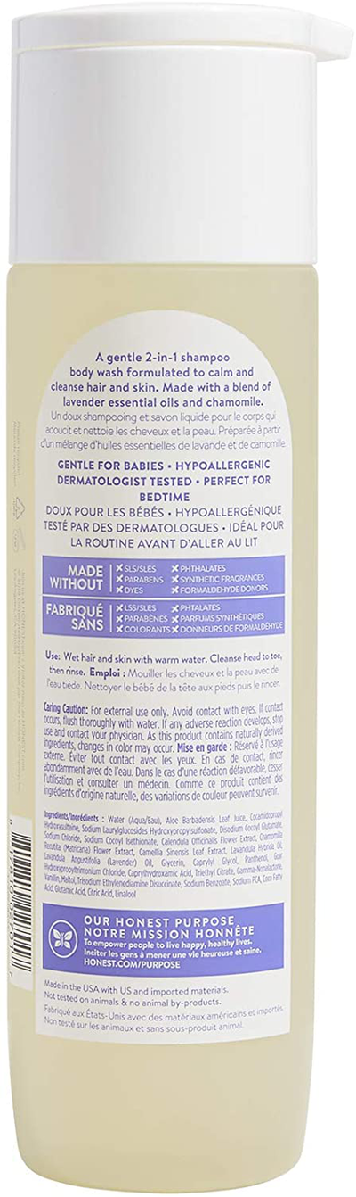 The Honest Company Truly Calming Lavender Shampoo + Body Wash, Tear Free Baby Shampoo + Body Wash, Naturally Derived Ingredients, Sulfate & Paraben Free Baby Wash, 10 Fl Oz