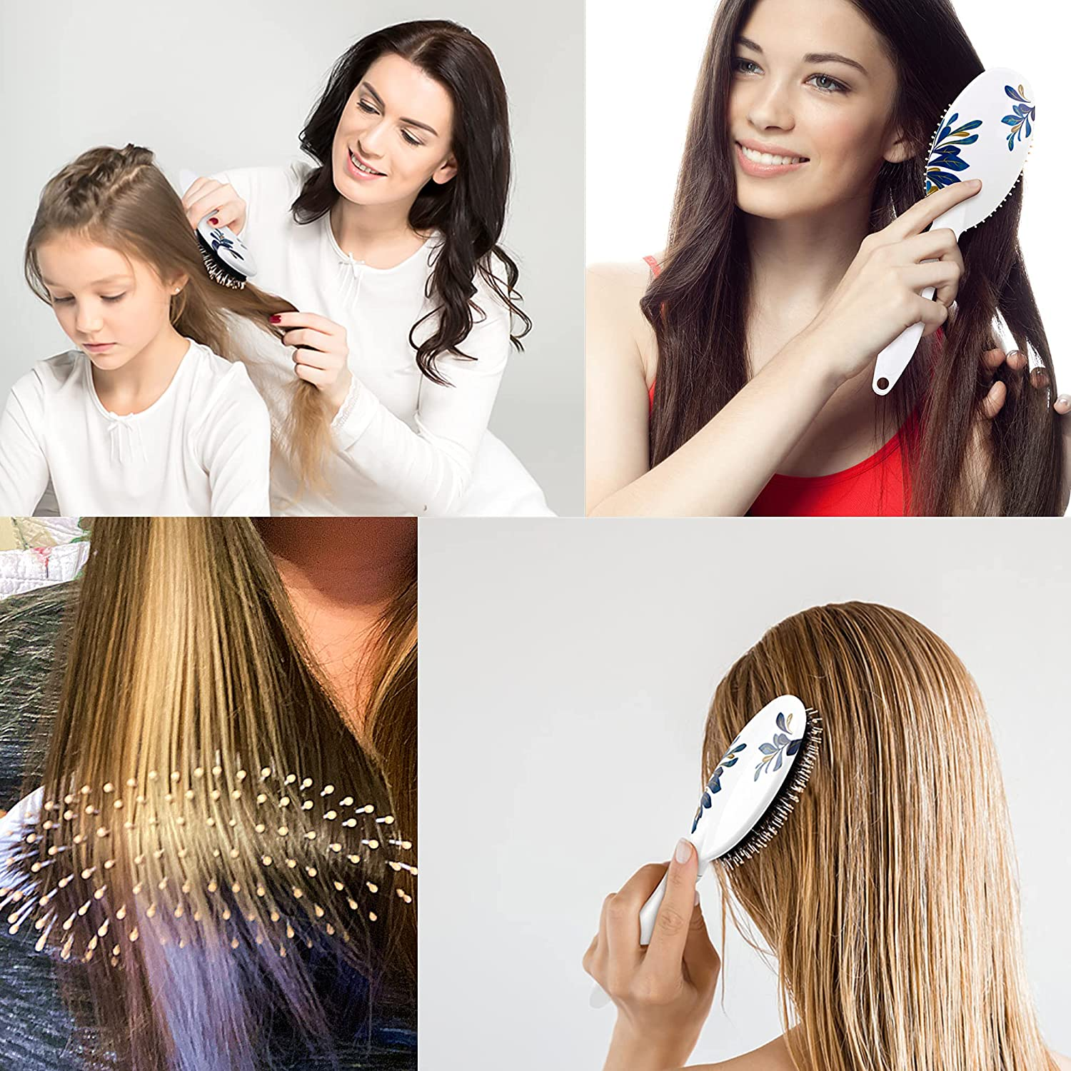 Hair Brush, Boar Bristle Hair Brushes for Women Kids Thick Curly Wet Dry Hair, Smoothing Detangling Hairbrush Adds Shine and Improves Hair Texture, Hair Comb and Giftbox Included