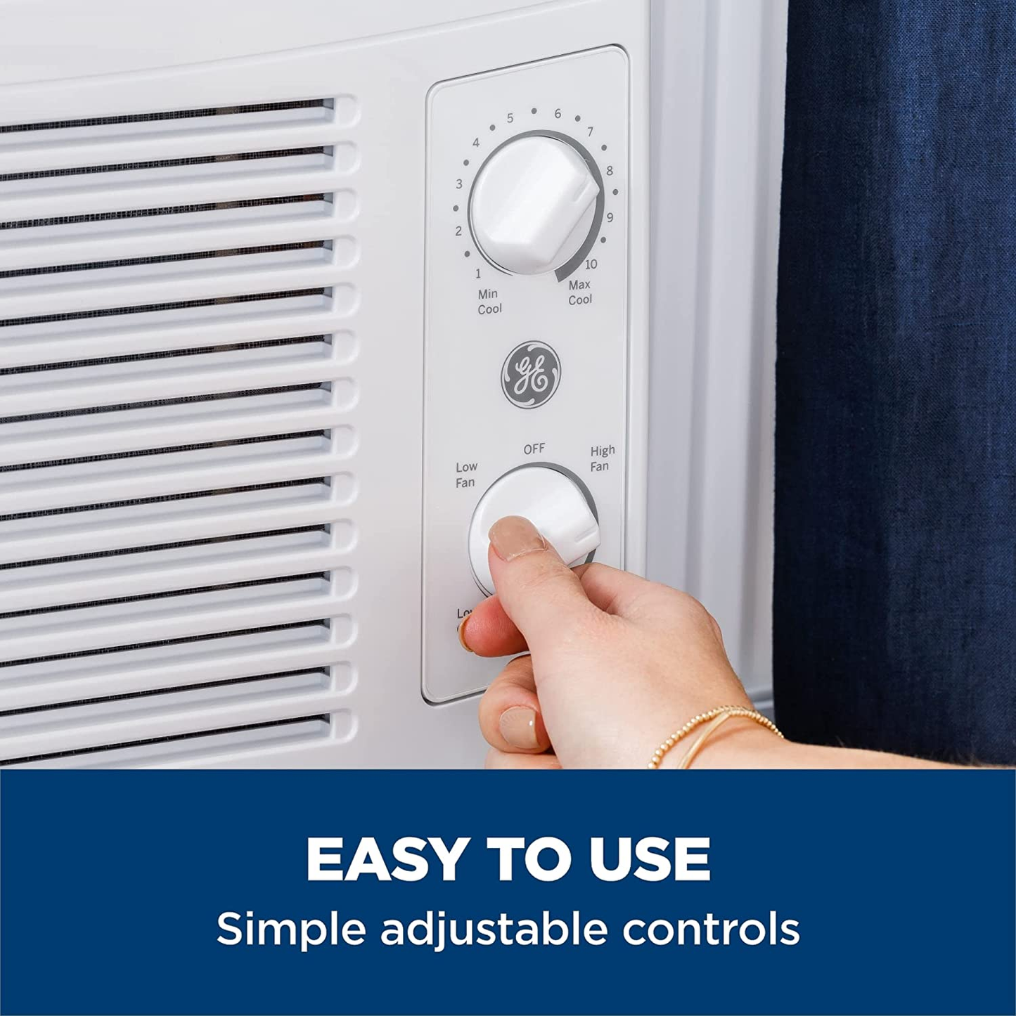 GE Air Conditioner for Window, 5,000 BTU, Easy Install Kit Included, Dual Mechanics Fan Power and Temperature Control Cools up to 150 Square Feet, 115 Volts, White
