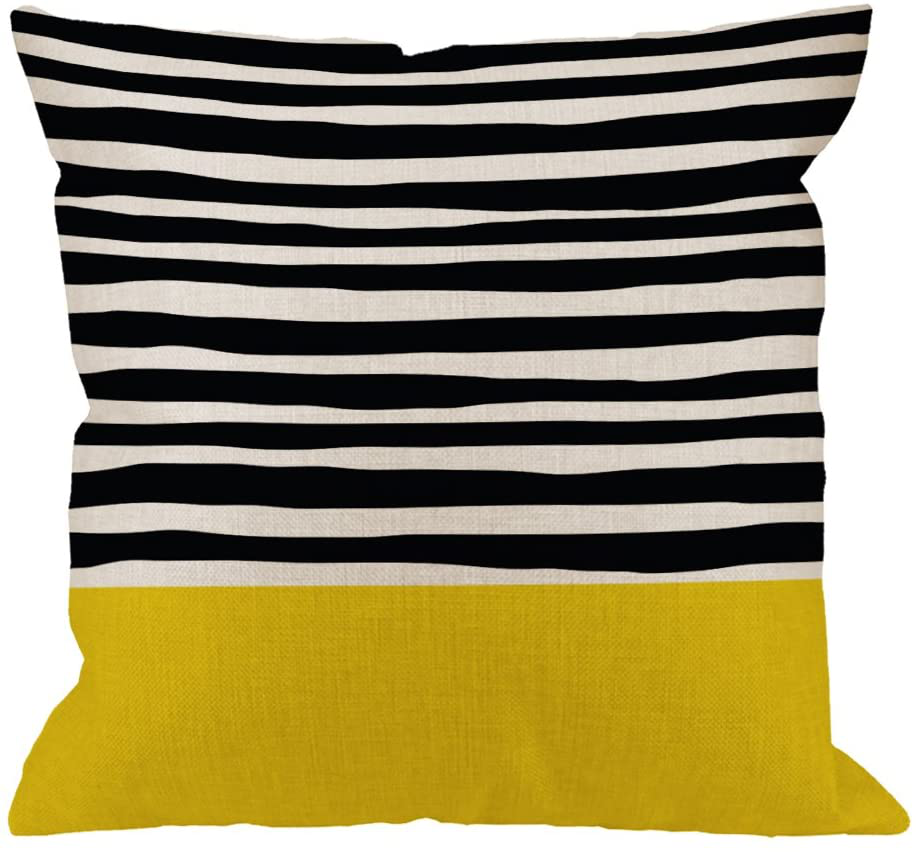 HGOD DESIGNS Polka Dots Decorative Throw Pillow Cover Case,Brush Strokes Dots Cotton Linen Outdoor Pillow Cases Square Standard Cushion Covers for Sofa Couch Bed Car 18X18 Inch Black