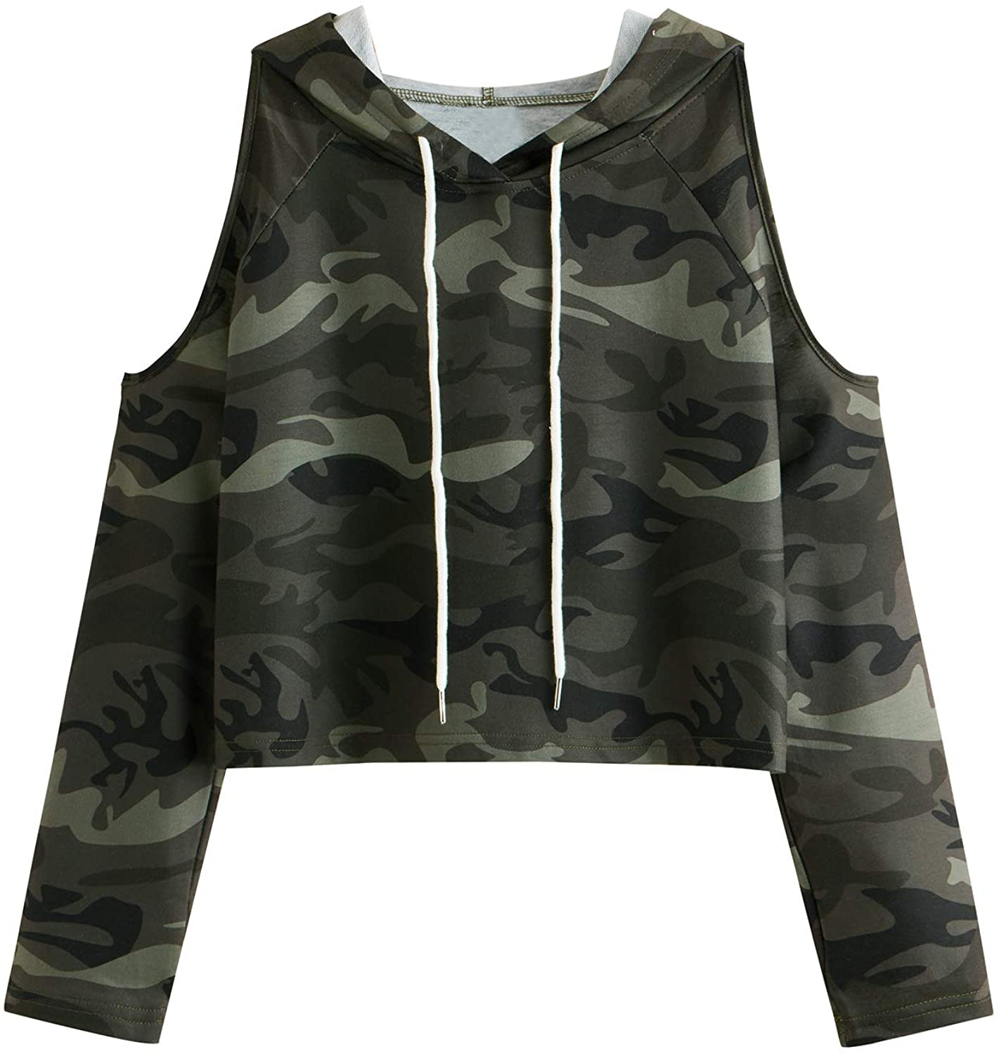 SweatyRocks Women's Cold Shoulder Tie Dye Pullover Hoodie Crop Top Sweatshirt