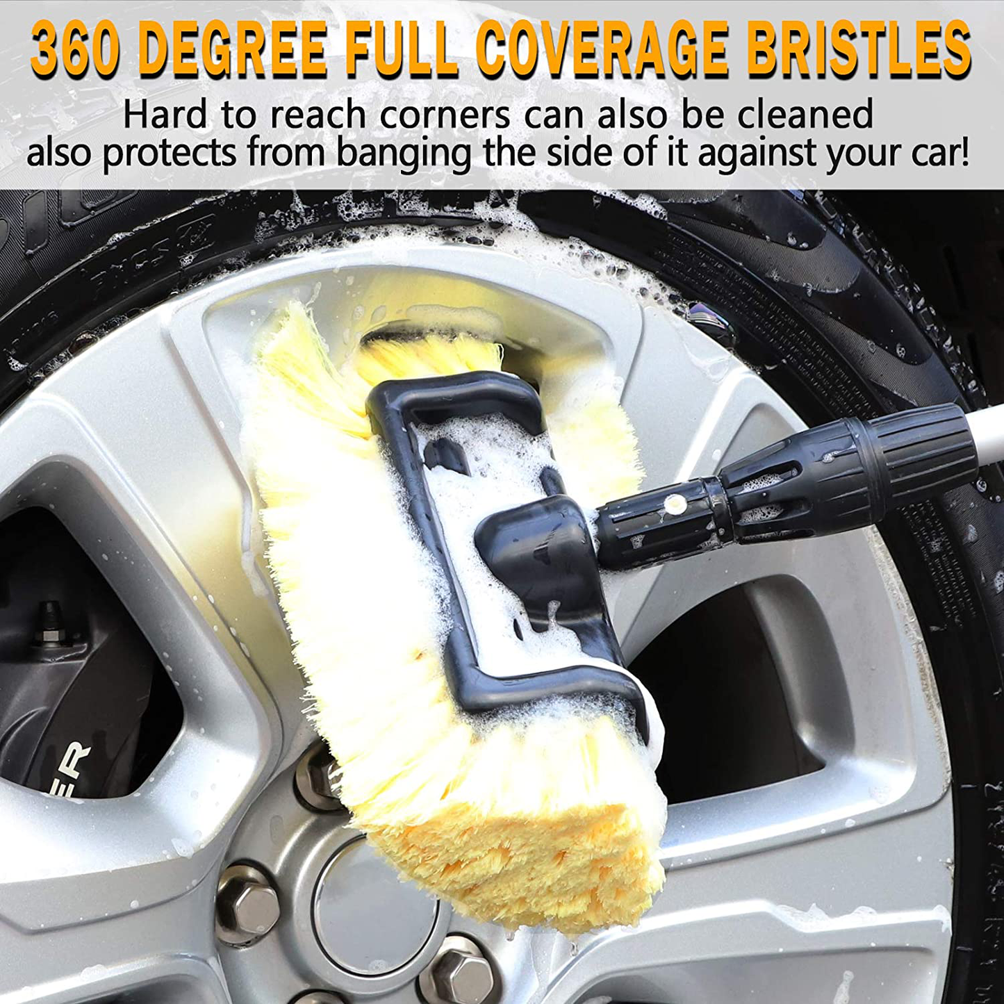 MOFEEZ Pro Car RV Marine Household Soft Detailing Bristle Scrub Brush 10"