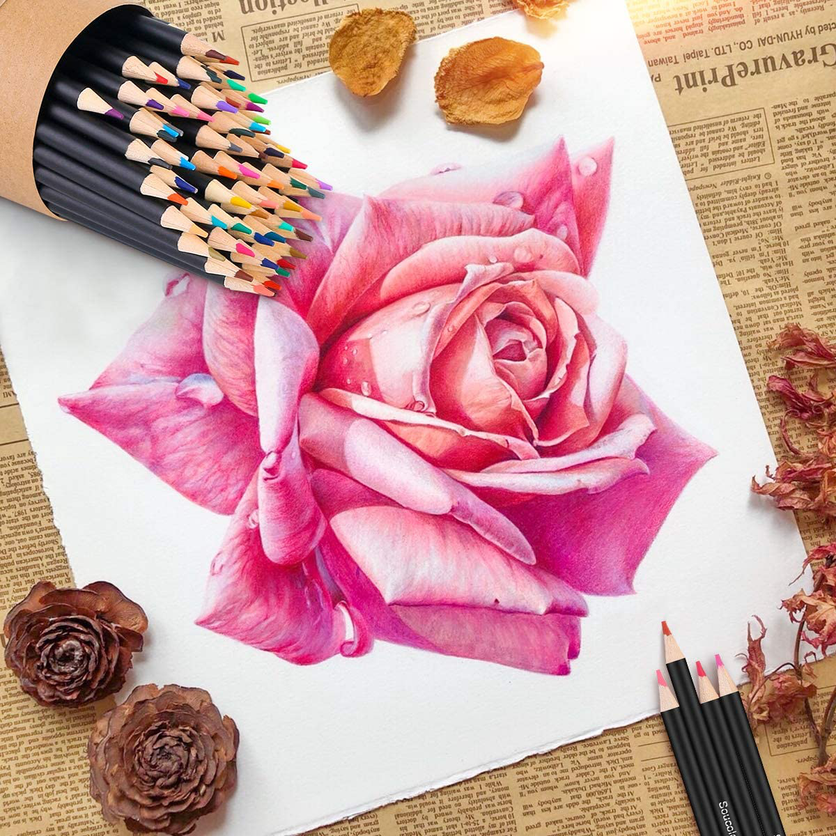 Soucolor 72-Color Colored Pencils for Adult Coloring Books, Soft Core, Artist Sketching Drawing Pencils Art Craft Supplies, Coloring Pencils Set Gift for Adults Kids Beginners