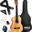 Beginner 30” Classical Acoustic Guitar - 1/4 Junior Size 6 String Linden Wood Guitar W/ Gig Bag, Tuner, Nylon Strings, Picks, Strap, for Beginners, Adults - Pyle PGACLS30
