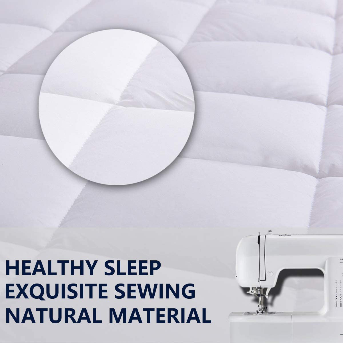 Hokly King Size Mattress Pad,Deep Pocket Protector Cover Down Fill Bed Topper with Snow Down Alternative Filler (Fit to 8-21 Inches Thickness Mattress)