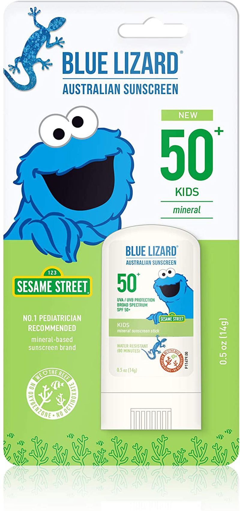 Blue Lizard Kids Mineral Sunscreen Stick with Zinc Oxide, SPF 50+, Water Resistant, UVA/UVB Protection - Easy to Apply, Fragrance Free.5 oz