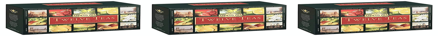 Ahmad Tea Variety Gift Box, 60 Foil Enveloped Teabags, Twelve Teas, 1 Count