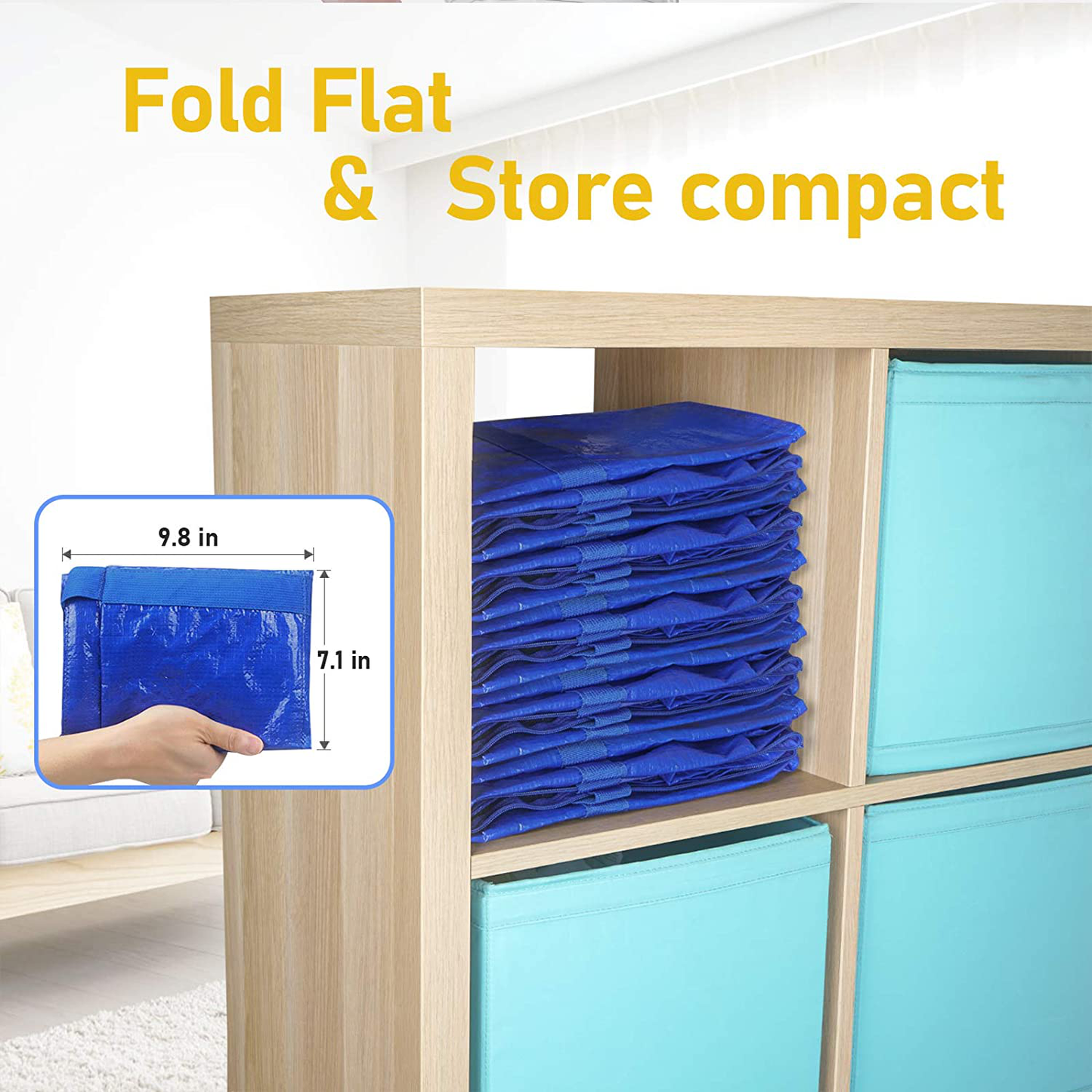Extra Large Moving Bags with Zippers & Carrying Handles, Heavy-Duty Storage Tote for Space Saving Moving Storage (Blue)