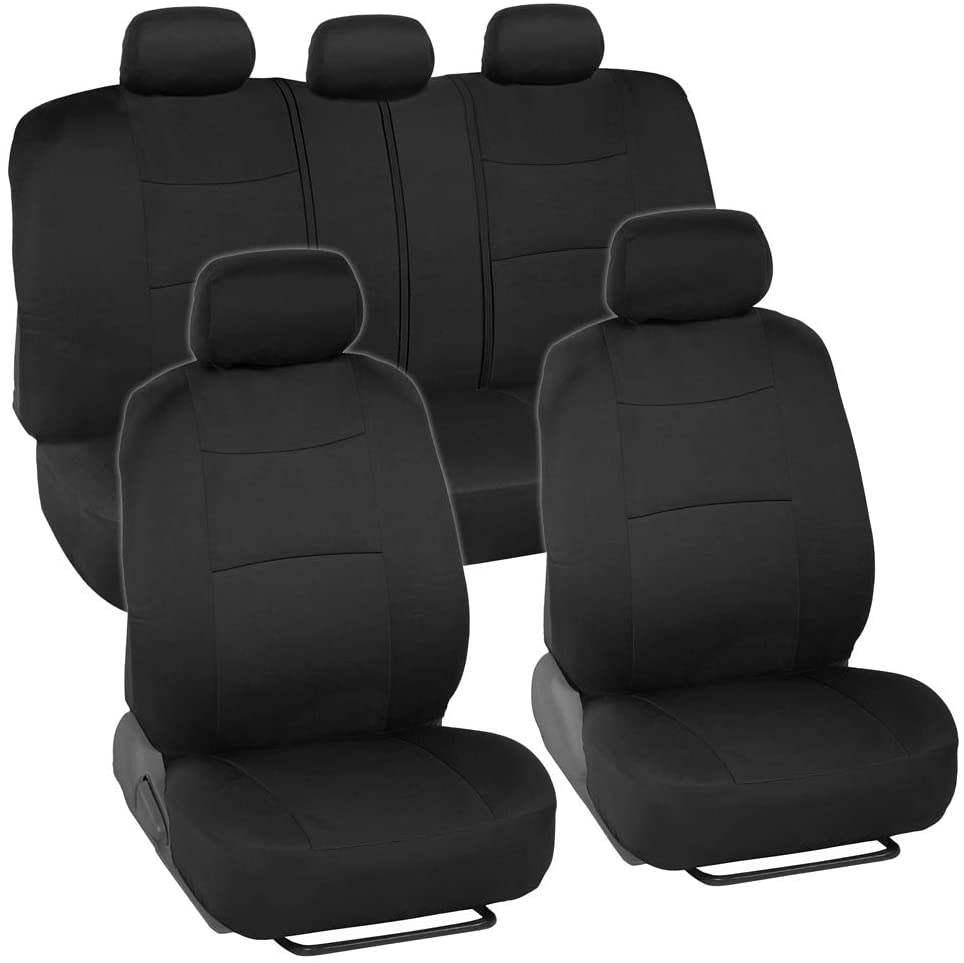 BDK PolyPro Car Seat Covers Full Set Front and Rear Split Bench Protection, Easy Install with Two-Tone Accent, Universal Fit for Auto Truck Van SUV
