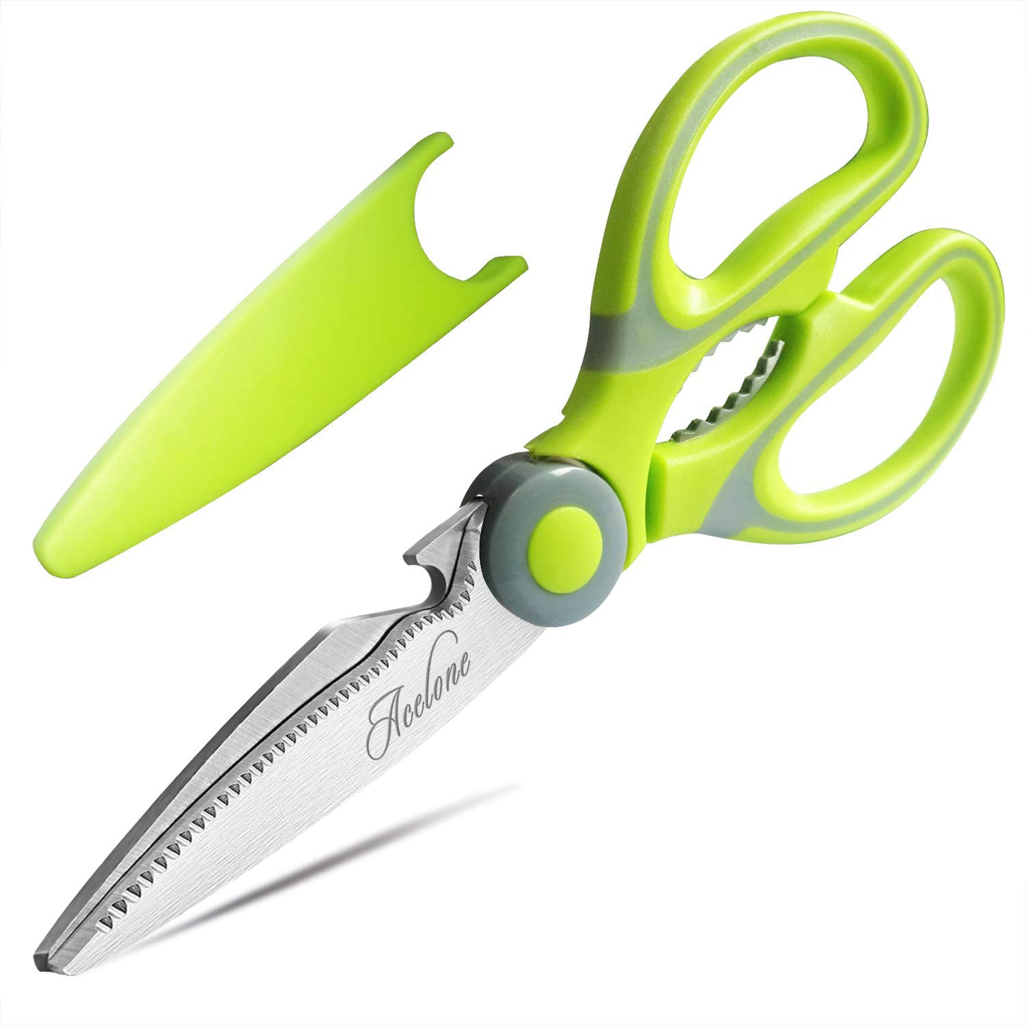 Kitchen Shears, Acelone Premium Heavy Duty Shears Ultra Sharp Stainless Steel Multi-function Kitchen Scissors for Chicken/Poultry/Fish/Meat/Vegetables/Herbs/BBQ… (Orange black)