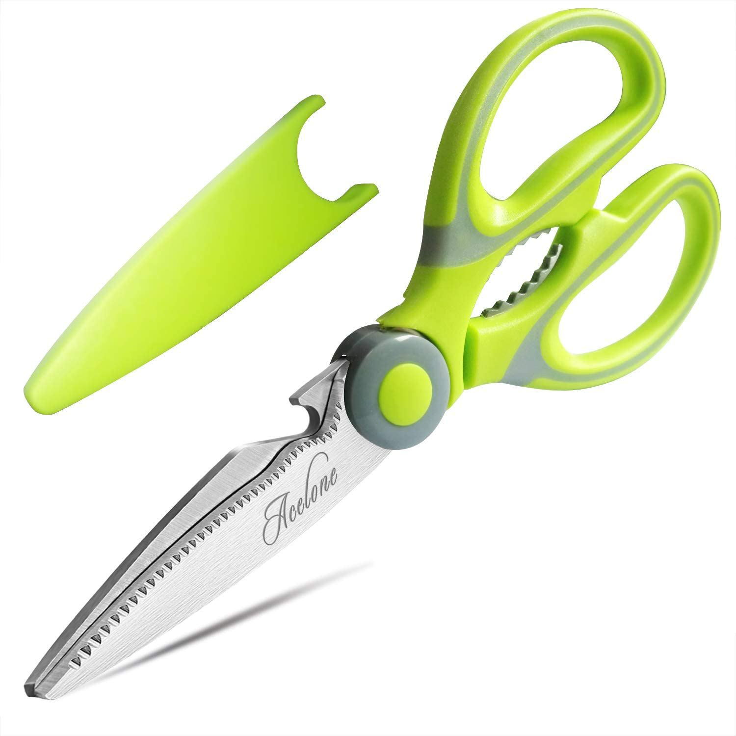 Kitchen Shears, Acelone Premium Heavy Duty Shears Ultra Sharp Stainless Steel Multi-function Kitchen Scissors for Chicken/Poultry/Fish/Meat/Vegetables/Herbs/BBQ… (Orange black)
