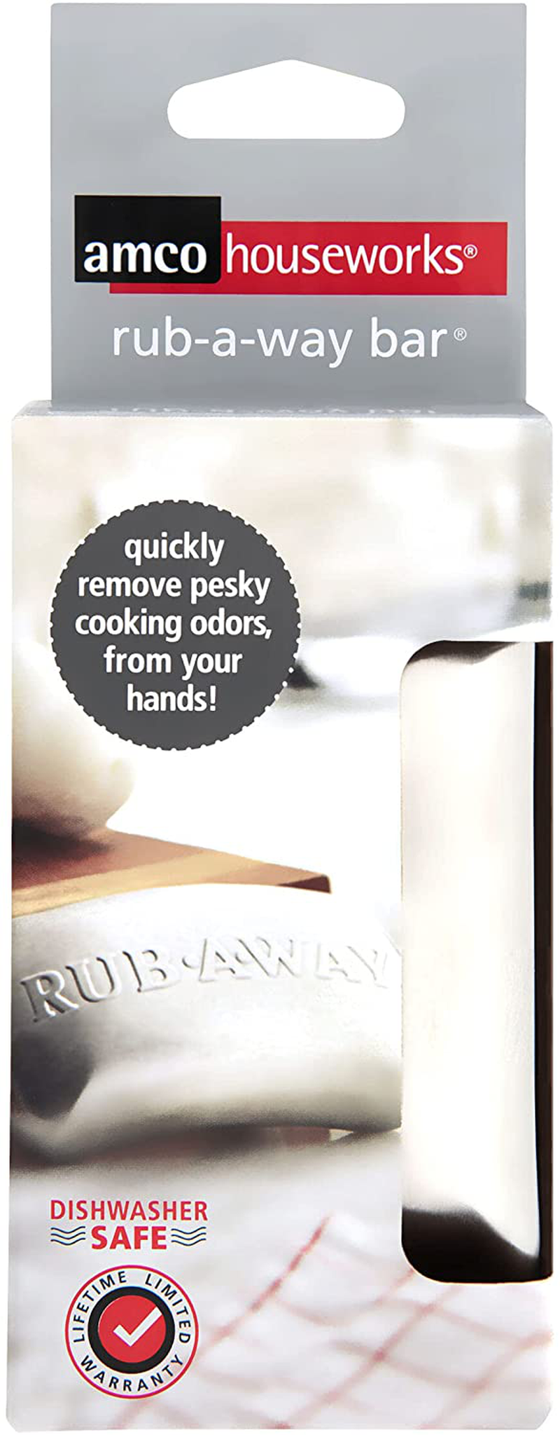 Amco 8402 Rub-A-Way Bar Stainless Steel Odor Absorber, Single, Silver