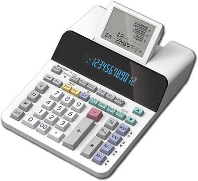 Sharp EL-1901 Paperless Printing Calculator with Check and Correct, 12-Digit LCD Primary Display, Functions the Same as a Printing Calculator/Adding Machine with Scrolling LCD Display Instead of Paper