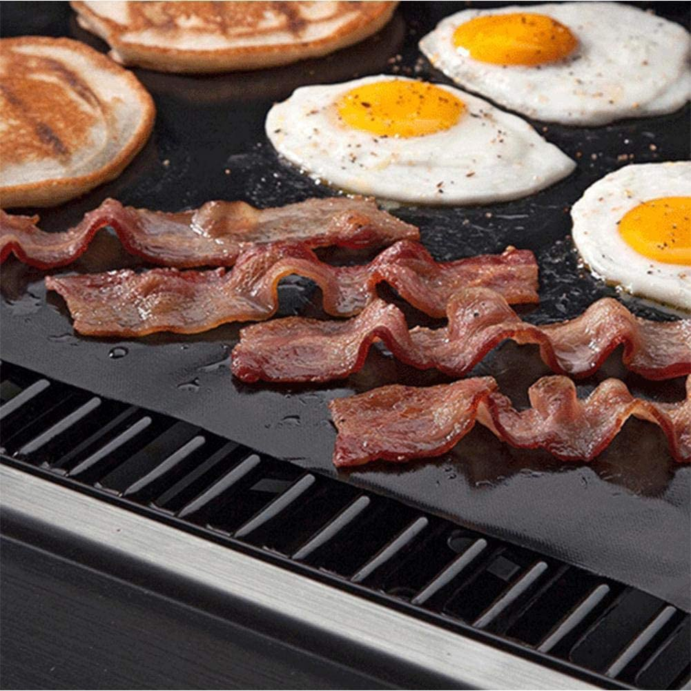 Grill Mats for Outdoor Grill, Dailyart Grill Mats Non Stick Set of 5 BBQ Grill Mat Baking Mats Teflon BBQ Accessories Grill Tools Reusable,Works on Gas, Charcoal, Electric Grill 15.75 X 13-Inch, Black