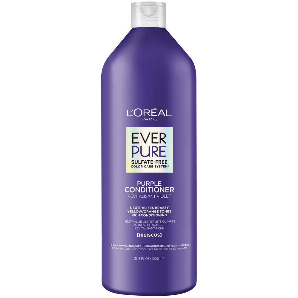 L'Oreal Paris Hair Care EverPure Sulfate Free Brass Toning Purple Conditioner for Blonde, Bleached, Silver, or Brown Highlighted Hair, 6.8 Fl; Oz (Packaging May Vary)