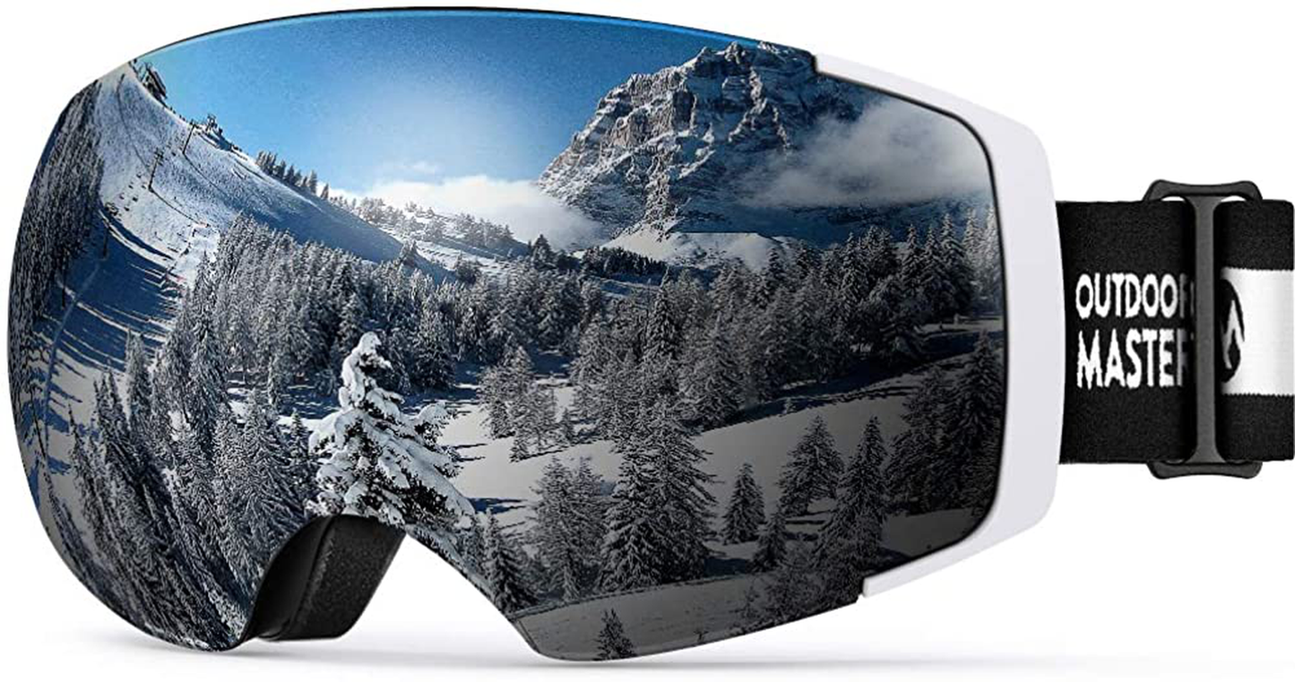 Outdoormaster Ski Goggles PRO - Frameless, Interchangeable Lens 100% UV400 Protection Snow Goggles for Men & Women