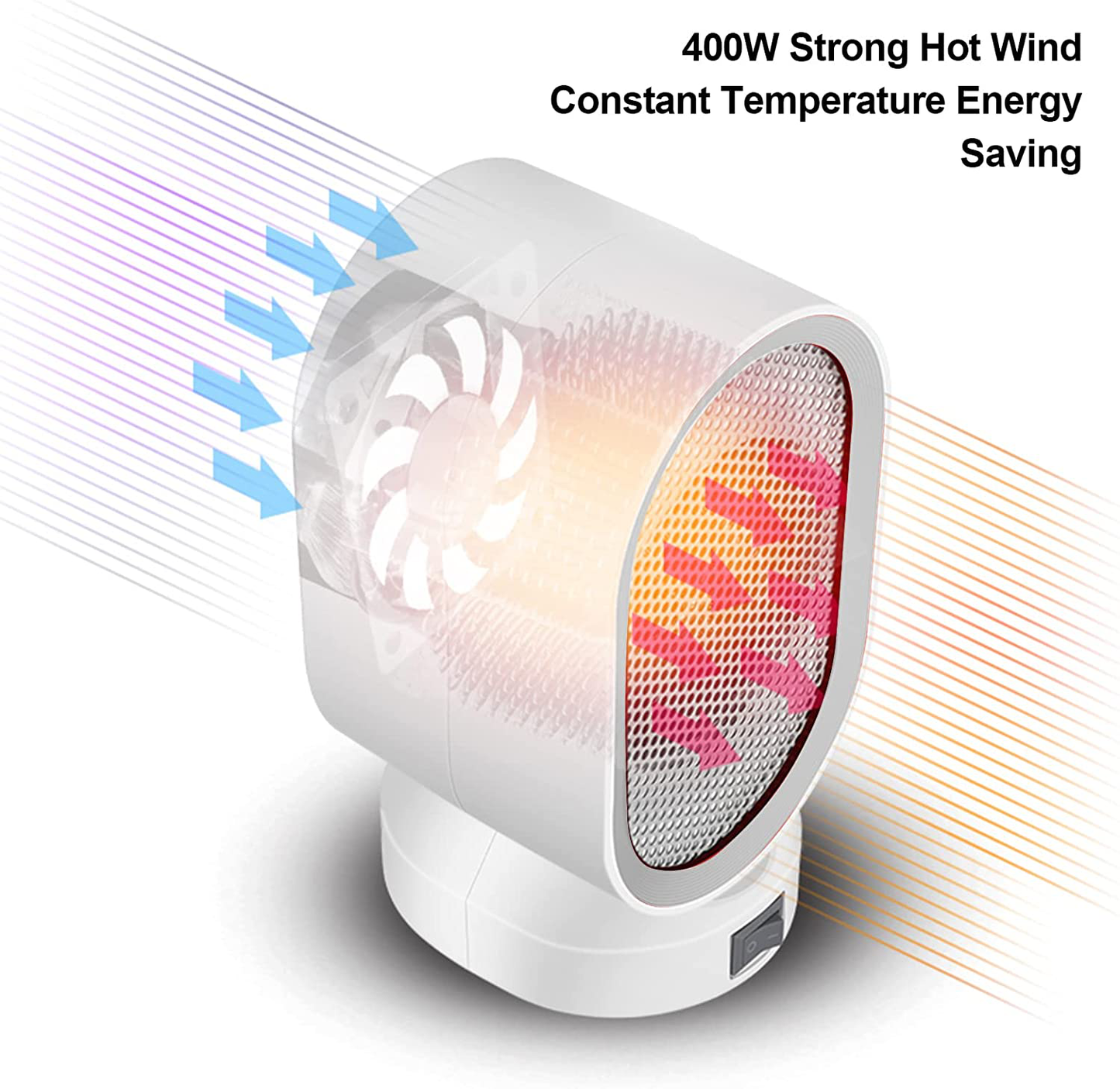 Mini Space Heater, Small Desktop Heater with Overheat Protection, Safe and Quiet for Office Room Desk Indoor Use (White+Grey)