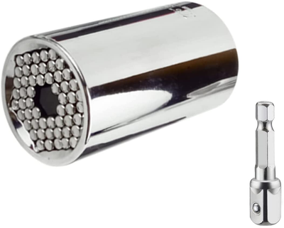 Universal Socket Wrench (7-19Mm), Multi-Function Grip, Ratchet Tool Set, Power Drill Adapter