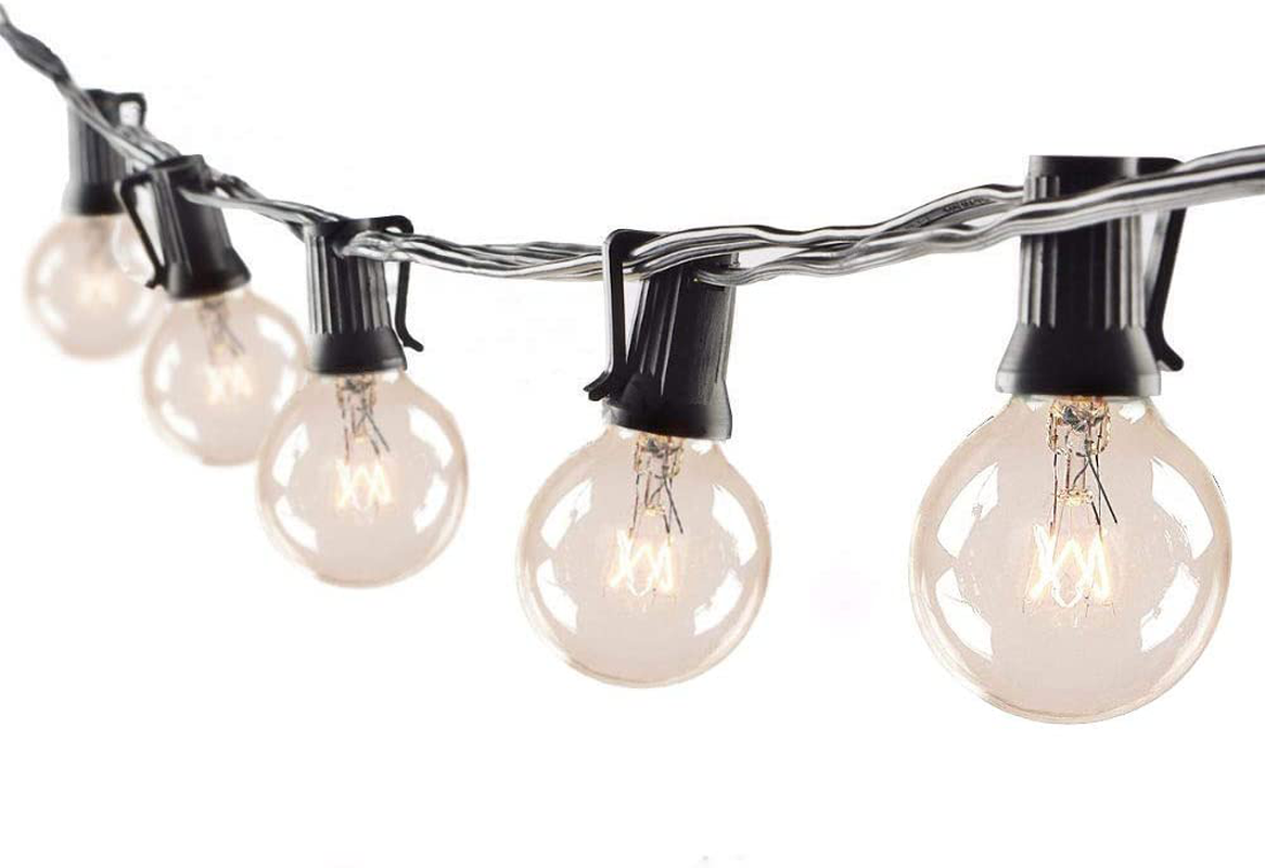 Guddl Outdoor String Lights 75ft Patio Lights with 80 G40 Bulbs (5 Spare), Connectable Globe String Lights for Party Tents Patio Gazebo Porch Deck Bistro Backyard Balcony Pergola Decor, Black Wire…