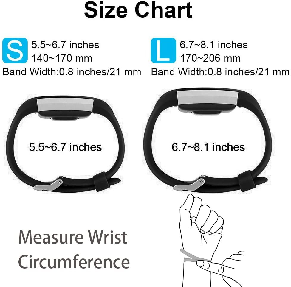 Replacement Bands Compatible for Fitbit Charge 2, Classic & Special Edition Adjustable Sport Wristbands