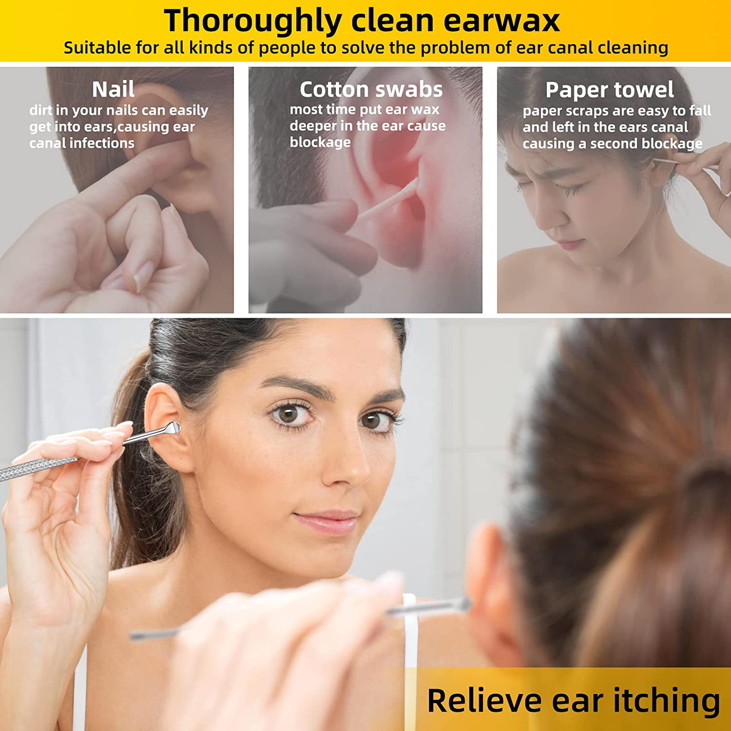 9 Pcs Ear Pick Earwax Removal Kit, Ear Cleansing Tool Set, Ear Wax Removal Tool, Ear Curette Ear Wax Remover Tool with a Cleaning Brush and Storage Box, Medical Grade, for Children and Adults,Silver