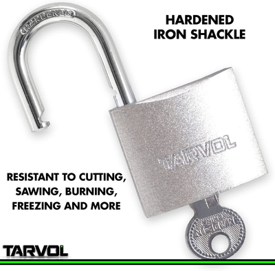 Steel Padlock with Keys (Heavy Duty Security) Safely Lock Interior or Exterior Gates, Sheds, Lockers, Bikes, Tool Box, or Containers. Includes 3 Master Keys