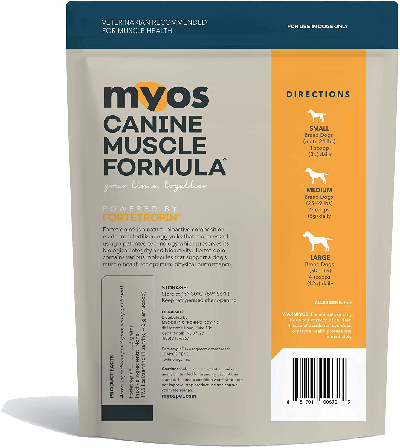 MYOS Canine Muscle Formula - Clinically Proven All-Natural Muscle Building Supplement - Reduce Muscle Loss in Aging Dogs