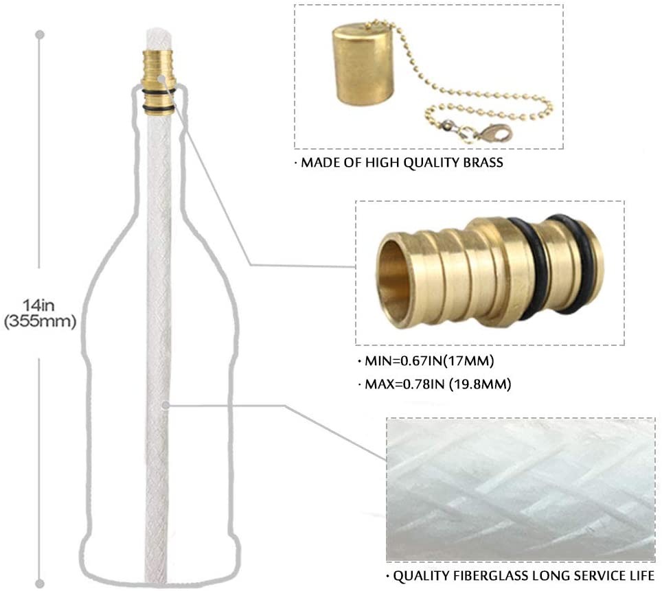 Ericx Light Wine Bottle Torch Kit 4 Pack, Includes 4 Long Life Torch Wicks ,Brass Torch Wick Holders and Brass Caps - Just Add Bottle for an Outdoor Wine Bottle Torch