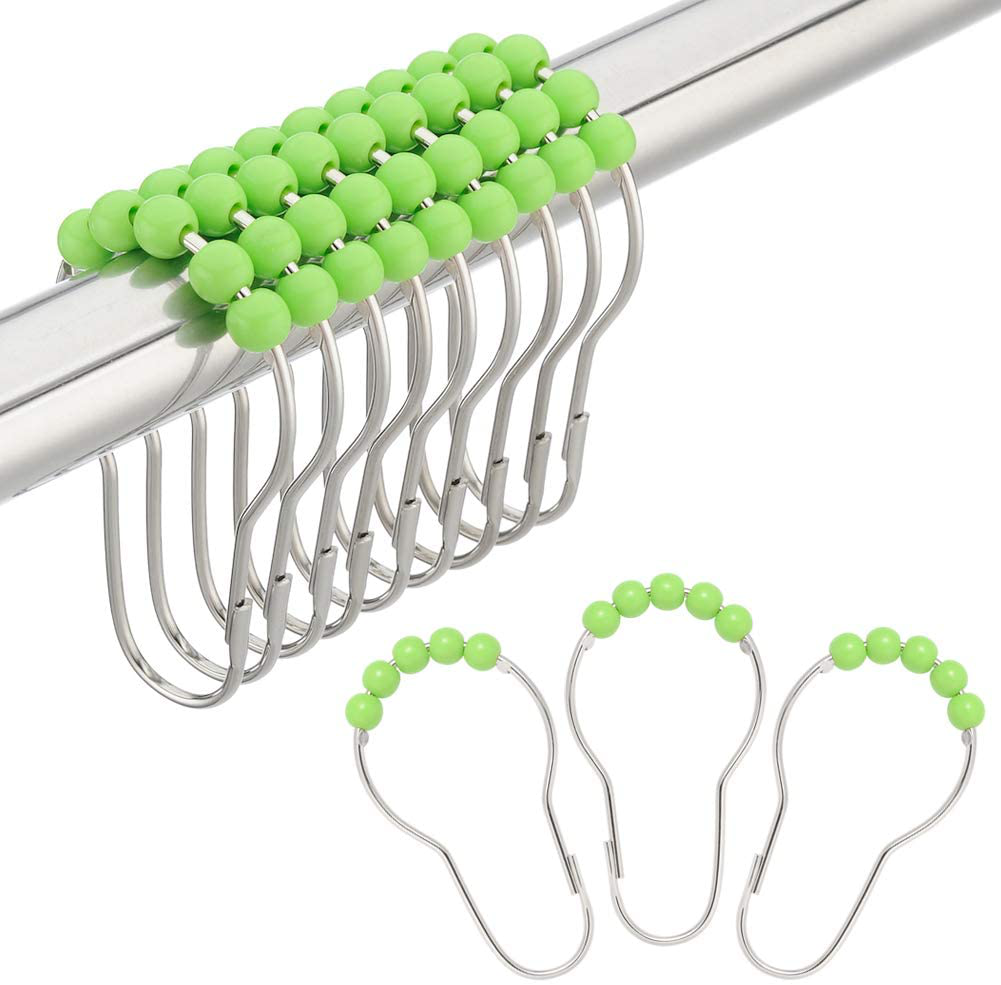 Amazer Shower Curtain Hooks Rings, Stainless Steel Shower Curtain Rings and Hooks for Bathroom Shower Rods Curtains-Set of 12