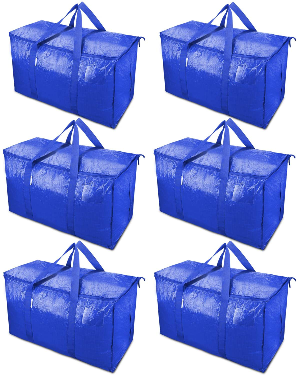 Extra Large Moving Bags with Zippers & Carrying Handles, Heavy-Duty Storage Tote for Space Saving Moving Storage (Blue)