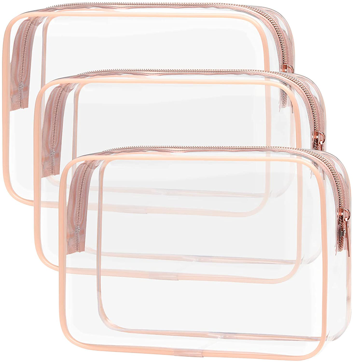 Clear Toiletry Bag, Packism 3 Pack TSA Approved Toiletry Bag Quart Size Bag, Travel Makeup Cosmetic Bag for Women Men, Carry on Airport Airline Compliant Bag