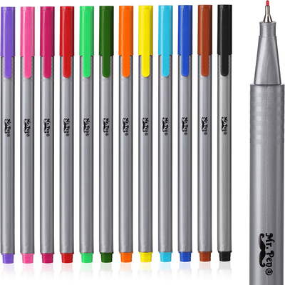 Mr. Pen- Fineliner Pens, 12 Pack, Pens Fine Point, Colored Pens, Journal Pens, Bible Journaling Pens, Journals Supplies, School Supplies, Pen Set, Art Pens, Writing Pens, Fine Tip Markers, Bible Pens