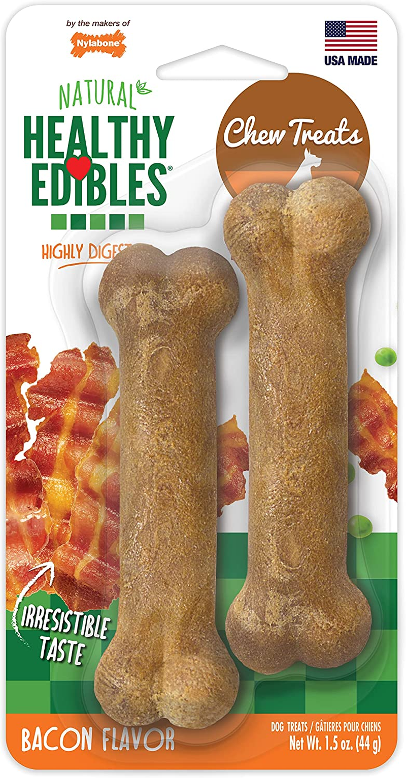 Nylabone Healthy Edibles All-Natural Long Lasting Bacon Flavor Chew Treats 3 Count Bacon Small/Regular