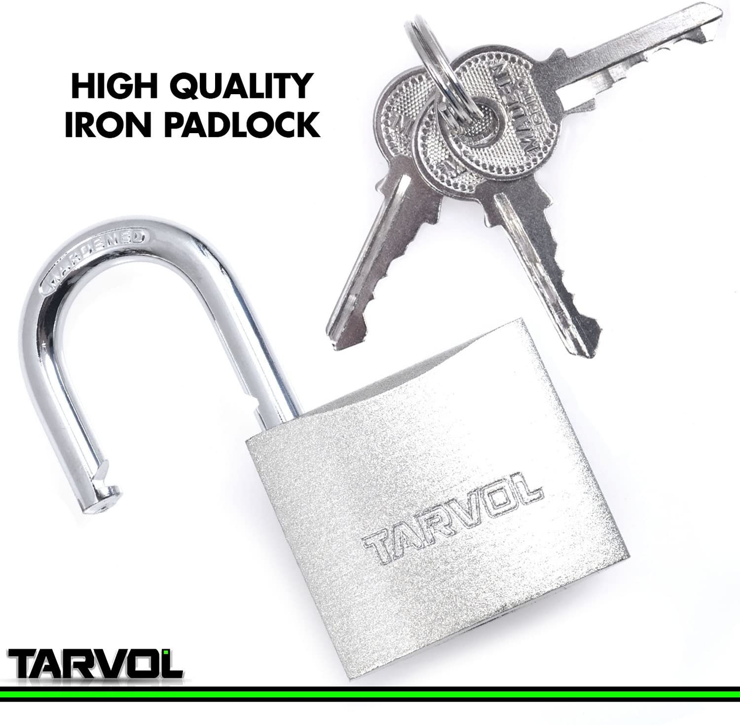 Steel Padlock with Keys (Heavy Duty Security) Safely Lock Interior or Exterior Gates, Sheds, Lockers, Bikes, Tool Box, or Containers. Includes 3 Master Keys