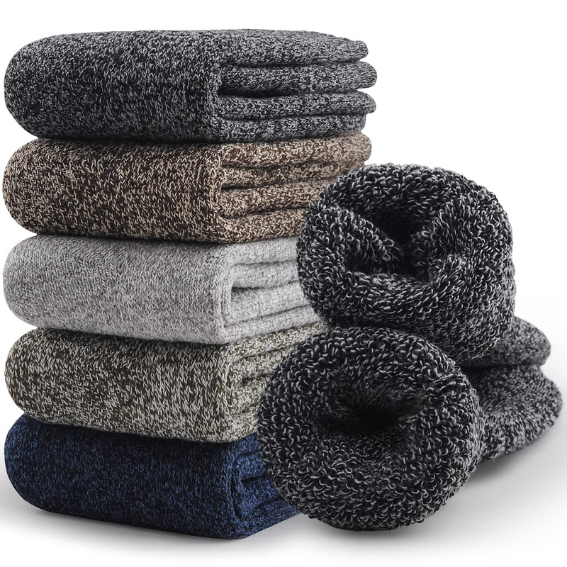 5 Pairs Merino Wool Socks for Men - Thick Winter Wool (Fit USA Size 7-13)